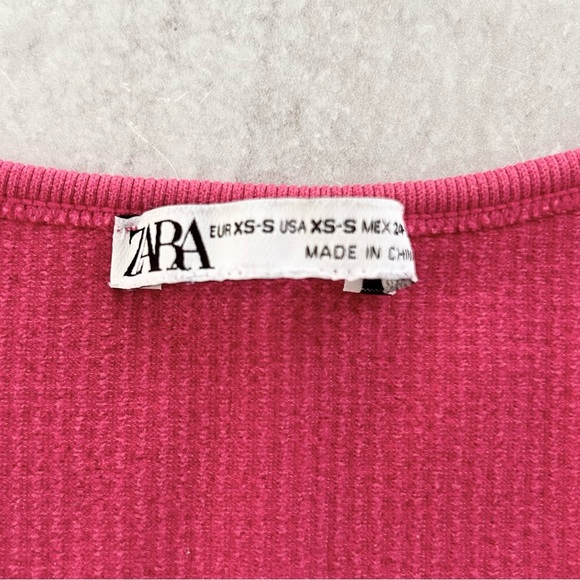ZARA Deep Pink Seamless Rib Scoop Neck Crop Top,  XS-S - Picture 2 of 6